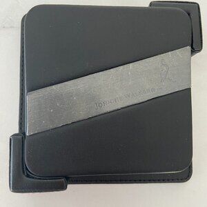 Johnnie Walker coasters set of 4 faux leather black coasters and holder